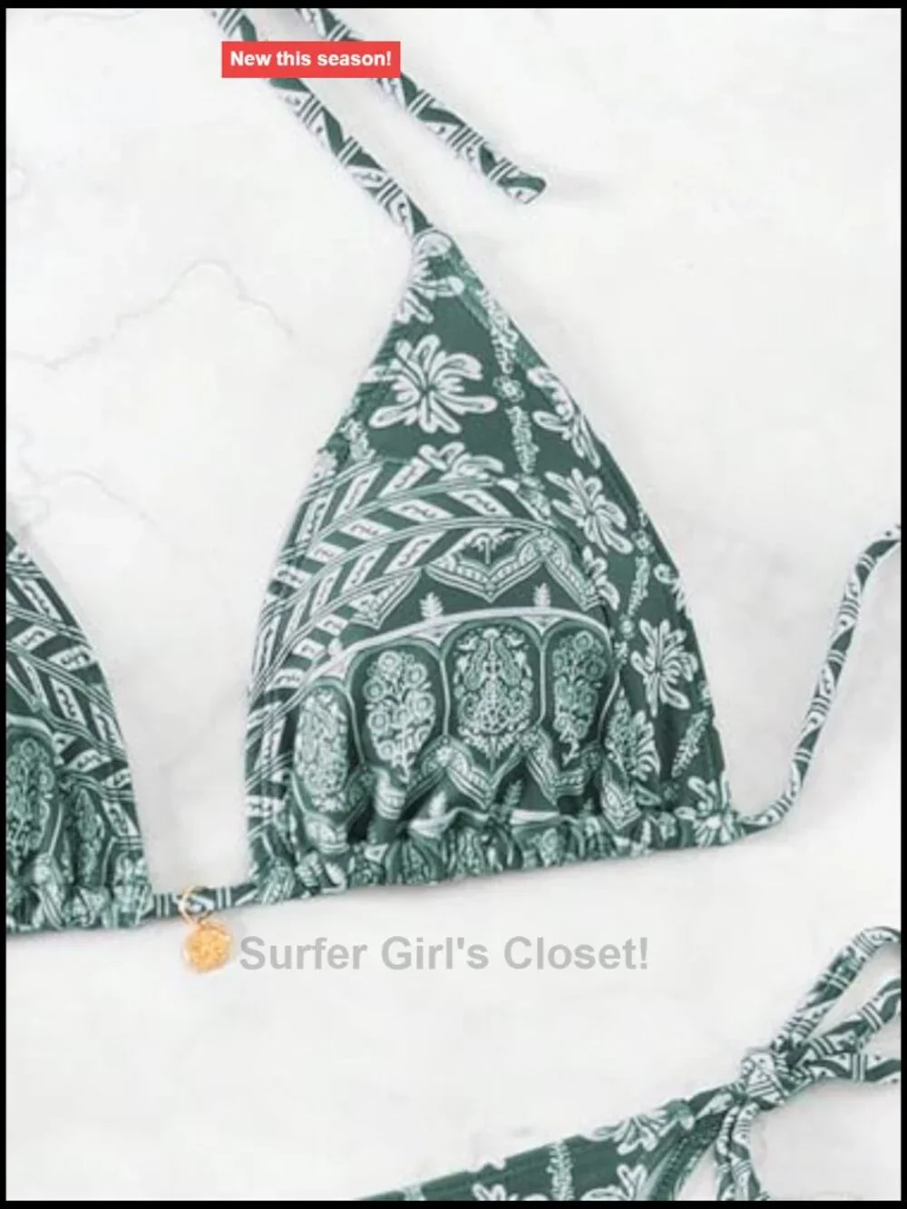 Women's 2 Piece Floral Print Geometric Halter String Triangle Bikini Set Beach